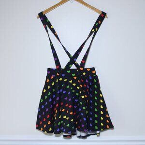Body Rage Junior's Rainbow Hearts Overalls Skirt Colorful Size S